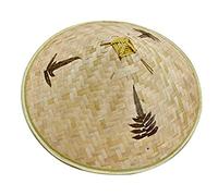 Sombrero de bambú para mujeres y hombres, sombrero oriental chino, tejido de bambú para el sol, trenzado con cuerda ajustable a prueba de viento, pico de cono, pesca para turismo, agricultura, escena