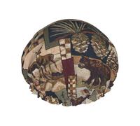 Sombrero de baño con estampado de ciervo Lodge Bear, casco reutilizable de doble capa, cubierta grande para el cuidado diario de la piel