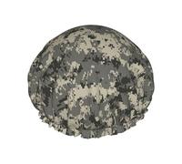Sombrero de baño de doble capa de camuflaje digital militar para mujer para cubrir el cabello largo y grueso, gorro impermeable reutilizable