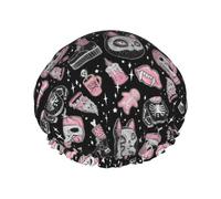 Sombrero de baño de Halloween con diseño de gato de calabaza, sombrero de baño doble reutilizable, disfruta de una experiencia de baño más avanzada