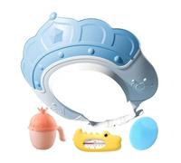 Sombrero de baño - Sombrero de lavado de cabello con calibre de temperatura del agua y taza de champú | Tapa de champu ajustable, visera de baño, cepillo de champú, protector de baby showe
