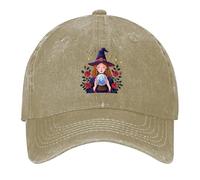 Sombrero De Béisbol Bruja con Flower, Brujería De Halloween Gorra De Béisbol De Caza Ajustable Mujer Unisex Sombreros, para Exterior, Playa, Deporte, 55-59cm