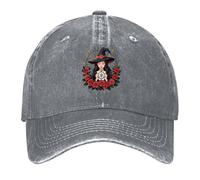 Sombrero De Béisbol Bruja con Flower, Brujería De Halloween Gorra De Táctico Ajustable Moda Unisex Sombreros, para Senderismo, Playa, Exterior, 55-59cm