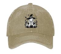 Sombrero De Béisbol Bruja con Flower, Brujería De Halloween Sombrero del Camionero Clásica Mujer Visera Sombreros, para Cámping, Exterior, Playa, 55-59cm
