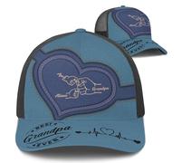 Sombrero De Béisbol Choque De Puños Personalizado con Nombres De Nietos Y Patrón De Cuero Sombrero Pico Transpirable Casual Visera Sombreros, para Exterior, Cámping, Hombre, 57-60cm