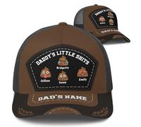 Sombrero De Béisbol Choque De Puños Personalizado para Papá con Nombre De Niño Y Patrón De Cuero Sombrero Pico Moda Deportes Visera Sombreros, para Exterior, Deporte, Playa, 57-60cm