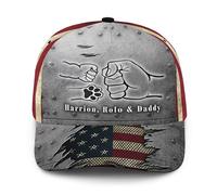 Sombrero De Béisbol Personaliza El Choque De Puños con El Nombre del Niño, Patrón, Accesorios E Impresión Sombrero Pico Deportes Moda Gorras De Golf, para Playa, Mujer, Senderismo, 57-60cm