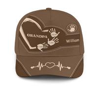 Sombrero De Béisbol Personaliza El Choque De Puños con Los Nombres De Tus Nietos Sombrero Pico Clásica Transpirable Visera Sombreros, para Mujer, Cámping, Hombre, 57-60cm