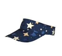 Sombrero de bicicleta unisex con estampado de cielo y estrellas, color azul marino, parte trasera ajustable, cinta mágica, visera solar para fitness, playa, senderismo