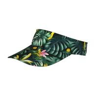 Sombrero de bicicleta unisex con estampado de hojas tropicales con flores y espalda ajustable, visera mágica para fitness, playa, senderismo
