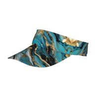 Sombrero de bicicleta unisex con estampado de mármol azul turquesa y dorado con espalda ajustable, visera mágica para fitness, playa, senderismo