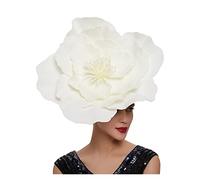 Sombrero De Boda Diadema con flores grandes for el pelo, tocado lazo for mujer, for novia, maquillaje, graduación, sesión de fotos, accesorios for cabello Para Mujeres(Ivory)