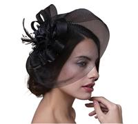 Sombrero de boda Tocado de novia con clip, horquilla for el pelo for mujer, tocado fiesta boda, horquillas flores hilo malla, accesorios for cabello(Black)