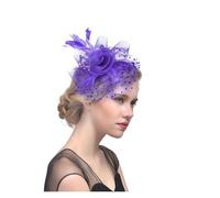 Sombrero De Boda Tocado De Plumas For Novia, For Fiesta Graduación, Con Hilo Red, Horquilla For El Pelo, Flor, Exquisito Sombrero Pequeño, Tocados For Mujer, For Niña Para Mujeres(E)