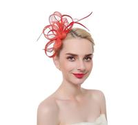Sombrero de boda Tocado elegante for mujer, pinzas for el pelo con flores, plumas, hilo de malla, accesorios for cabello for cócteles, fiestas y bodas(A)