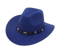 Sombrero de bolos con hebilla de cinturón estilo occidental Love Top Broadside Wide Brim Head Cowboy Dress Up Hats for Kostüm Damen (Blue One Size)