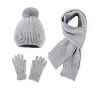 Sombrero de bombardero 2026 para mujer y hombre, invierno, europeo y americano, gorro de punto, guantes, bufanda, sombrero de lana gruesa para clima frío, gris, Talla única