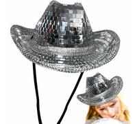 Sombrero de brillante | Bola de discoteca con lentejuelas de espejo | Sombrero de despedida de soltero para despedida de soltero, sombrero espacial brillante para mujer, para danza, escenario