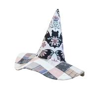 Sombrero de bruja, 15.75 pulgadas, diseño de arte popular acolchado para fiestas de Halloween, bailes de máscaras con función decorativa, accesorio de disfraz para actuaciones en escenario, carnavales