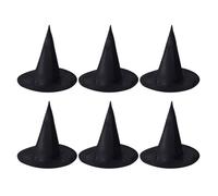 Sombrero de Bruja 6 Piezas Negro de Oxford para Cosplay y Fiesta | Accesorio Clásico Punta, Fácil de Combinar, para Decoración del Hogar y Mesas de Fiesta