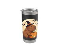 Sombrero de bruja Capibara de Halloween Calabaza espeluznante Vaso térmico de acero inoxidable de doble pared