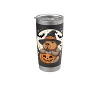 Sombrero de bruja Capibara de Halloween Calabaza espeluznante Vaso térmico de acero inoxidable de doble pared
