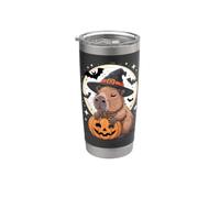 Sombrero de bruja Capibara de Halloween Calabaza espeluznante Vaso térmico de acero inoxidable de doble pared