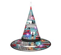 Sombrero de bruja con estampado "I Like London", sombreros de bruja de Halloween con luz LED, decoración de fiesta de cosplay