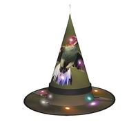 Sombrero de bruja con estampado salvaje de caza, sombreros de bruja de Halloween con luz LED, decoración de fiesta de cosplay