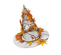 Sombrero de bruja con temática de Halloween con detalle de arce | Cono transparente flexible adecuado para varias edades, accesorio para uso prolongado, celebraciones de Halloween