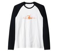 Sombrero de Bruja de Calabaza, Escoba, Latido del corazón Camiseta Manga Raglan