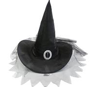 Sombrero de bruja de cosplay para adultos con velo plisado para Halloween, accesorios para el cabello para adultos, actuaciones, carnavales, suministros de fiesta, sombreros para mujeres, animes, para