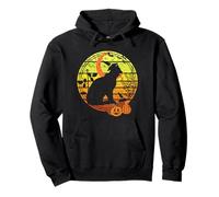 Sombrero de Bruja de Gato Aterrador de Calabazas de Halloween Vintage y Puesta de Sol de Luna Sudadera con Capucha