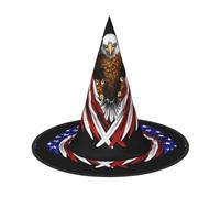 Sombrero de bruja de Halloween con águila patriótica de la bandera de Estados Unidos para adultos, accesorio de disfraz festivo para fiestas, bailes de máscaras, cosplay y carnaval