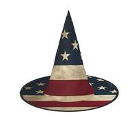 Sombrero de bruja de Halloween con bandera de Estados Unidos para adultos, accesorio de disfraz festivo para fiestas, bailes de máscaras, cosplay y carnaval