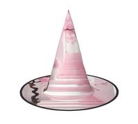 Sombrero de bruja de Halloween con diseño de flor de cerezo rosa para adultos, accesorio de disfraz festivo para fiestas, bailes de máscaras, cosplay y carnaval