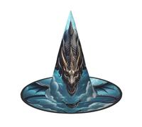 Sombrero de bruja de Halloween con dragón volador para adultos, accesorio de disfraz festivo para fiestas, bailes de máscaras, cosplay y carnaval
