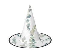 Sombrero de bruja de Halloween con hojas de eucalipto para adultos, accesorio de disfraz festivo para fiestas, bailes de máscaras, cosplay y carnaval