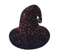 Sombrero de bruja de Halloween con lentejuelas para mujer, disfraz de mago brillante, disfraz de moda, Cloche Festival, puntiagudo