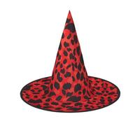 Sombrero de bruja de Halloween con patrón de leopardo rojo para adultos, accesorio de disfraz festivo para fiestas, bailes de máscaras, cosplay y carnaval