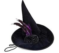 Sombrero de bruja de Halloween, delicado sombrero de bruja para bailes de máscaras, exquisita cadena para adultos, accesorio de disfraz de cosplay