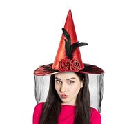 Sombrero de bruja de Halloween | Sombrero de bruja para cosplay con velo y flor, accesorio de disfraz de Halloween para vacaciones, cosplay, evento, reunión gótica, escuela, juego