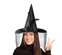 Sombrero De Bruja De Halloween | Sombrero Místico con Mediovelo y Flor,Tocado Festivo Para Desfiles Temáticos De Fiesta Bodas Casa Encantada