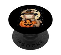 Sombrero de Bruja de Llama de Halloween Calabaza Espeluznante PopSockets PopGrip Adhesivo