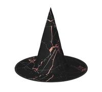 Sombrero de bruja de mármol negro y oro rosa para adultos, accesorio de disfraz festivo para fiestas, bailes de máscaras, cosplay y carnaval