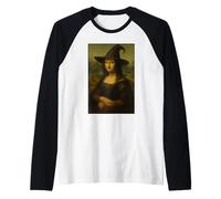 Sombrero de Bruja de Mona Lisa para Halloween, Arte Vintage Camiseta Manga Raglan