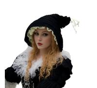 Sombrero de bruja de punto con alas anchas y cola larga diseñado con capucha para Halloween, carnavales y fiestas temáticas, accesorios de reunión, bruja de punto