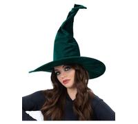 Sombrero de bruja de terciopelo verde esmeralda