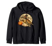 Sombrero de Bruja de Tortuga Marina Jack O Lantern Calabaza Luna Escoba Sudadera con Capucha