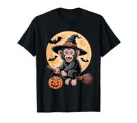 Sombrero de Bruja Mono Calabaza Disfraz de Halloween para Hombres, Mujeres y niños Camiseta